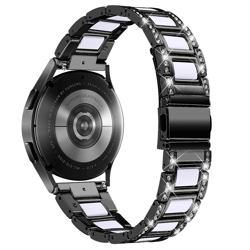 For Huawei Watch GT 2 42mm / Watch 2 / Honor MagicWatch 2 42mm Stainless Steel Watch Band Rhinestone Decor Resin Wrist Strap
