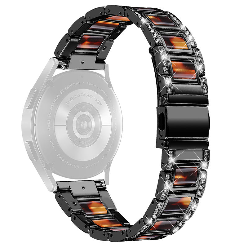 For Huawei Watch GT 2 42mm / Watch 2 / Honor MagicWatch 2 42mm Stainless Steel Watch Band Rhinestone Decor Resin Wrist Strap