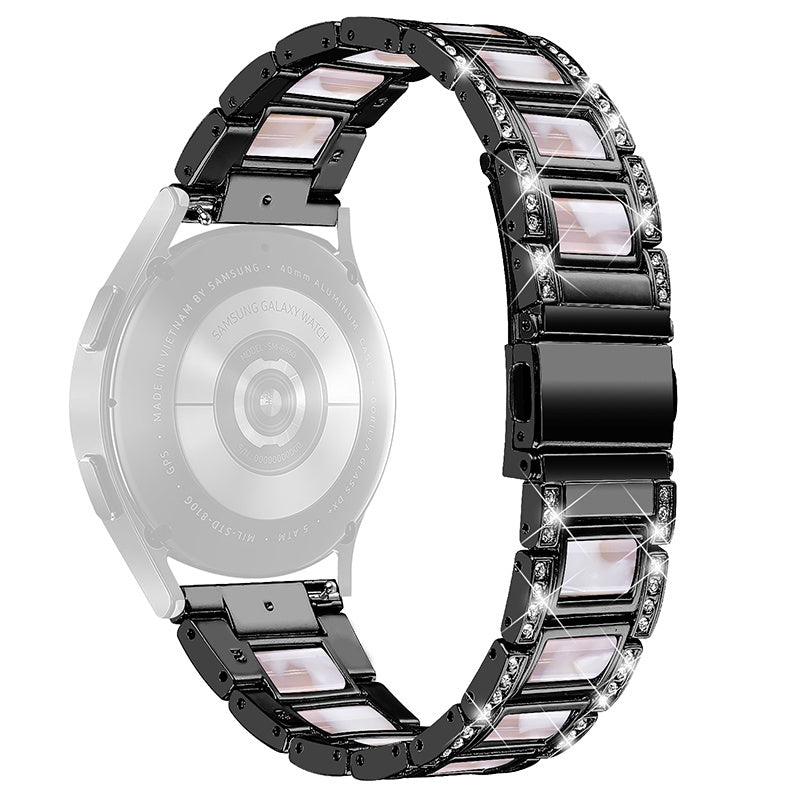 For Huawei Watch GT 2 42mm / Watch 2 / Honor MagicWatch 2 42mm Stainless Steel Watch Band Rhinestone Decor Resin Wrist Strap