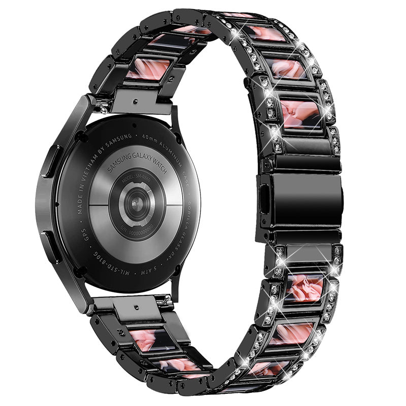 For Huawei Watch GT 2 42mm / Watch 2 / Honor MagicWatch 2 42mm Stainless Steel Watch Band Rhinestone Decor Resin Wrist Strap
