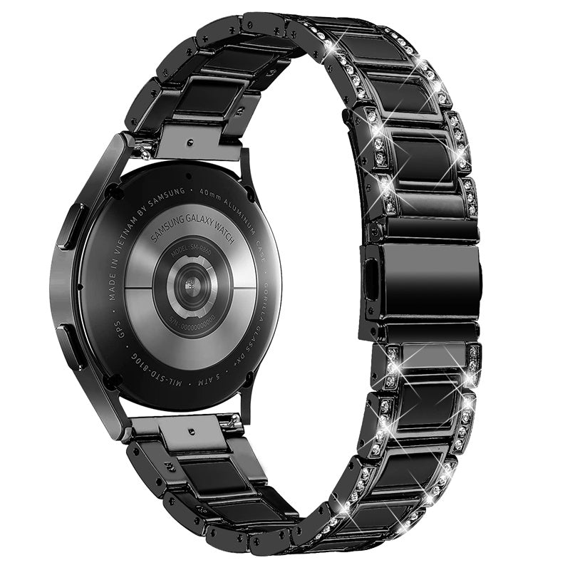For Huawei Watch GT 2 42mm / Watch 2 / Honor MagicWatch 2 42mm Stainless Steel Watch Band Rhinestone Decor Resin Wrist Strap