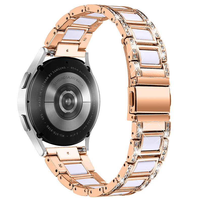 For Huawei Watch GT 2 42mm / Watch 2 / Honor MagicWatch 2 42mm Stainless Steel Watch Band Rhinestone Decor Resin Wrist Strap