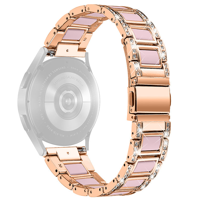 For Huawei Watch GT 2 42mm / Watch 2 / Honor MagicWatch 2 42mm Stainless Steel Watch Band Rhinestone Decor Resin Wrist Strap