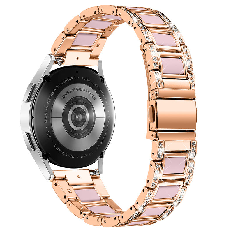 For Huawei Watch GT 2 42mm / Watch 2 / Honor MagicWatch 2 42mm Stainless Steel Watch Band Rhinestone Decor Resin Wrist Strap