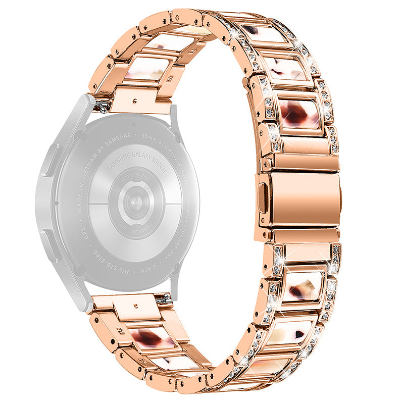 For Huawei Watch GT 2 42mm / Watch 2 / Honor MagicWatch 2 42mm Stainless Steel Watch Band Rhinestone Decor Resin Wrist Strap