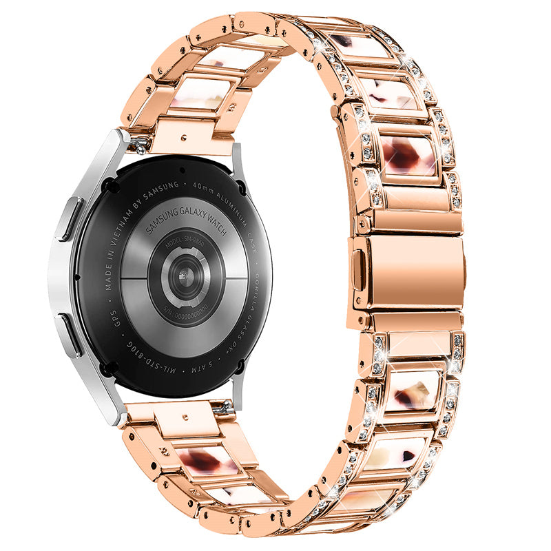 For Huawei Watch GT 2 42mm / Watch 2 / Honor MagicWatch 2 42mm Stainless Steel Watch Band Rhinestone Decor Resin Wrist Strap