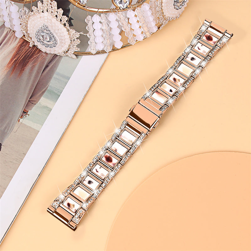 For Huawei Watch GT 2 42mm / Watch 2 / Honor MagicWatch 2 42mm Stainless Steel Watch Band Rhinestone Decor Resin Wrist Strap