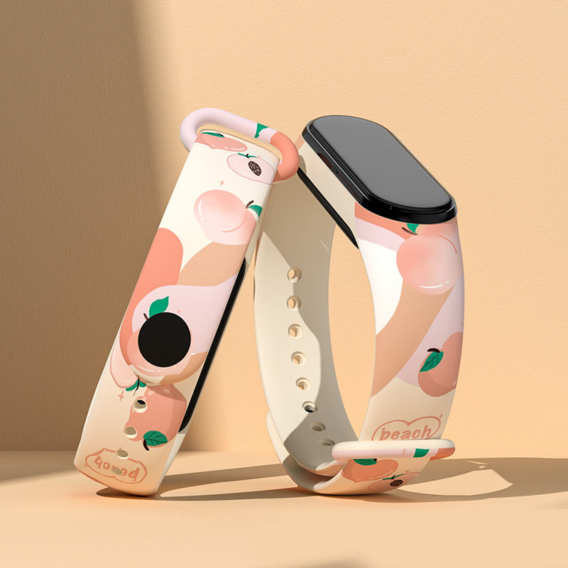 For Xiaomi Mi Band 3 / Band 4 / Band 5 / Band 6 / Band 7 Pattern Printed Watch Band Adjustable Breathable Soft TPU Wristband Bracelet