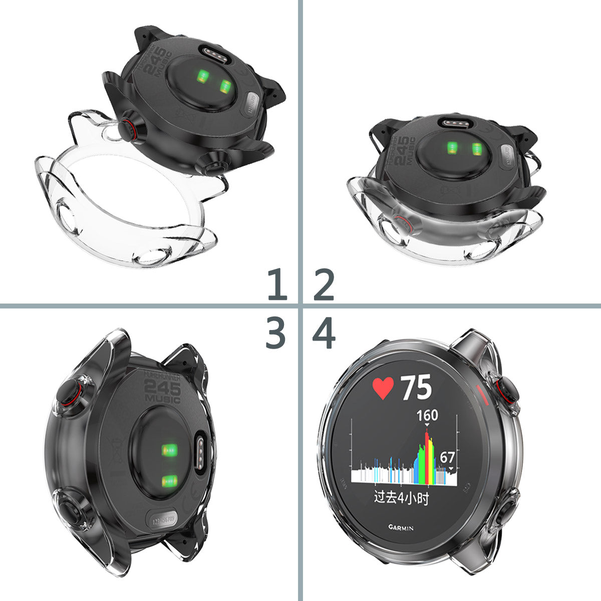 Electroplating TPU Smart Watch Cover Shell for Garmin Forerunner 245