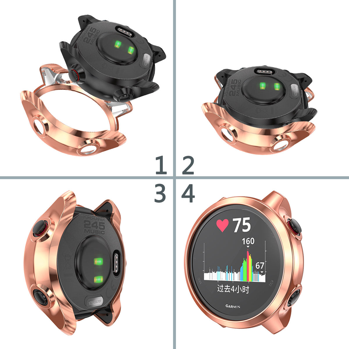 Electroplating TPU Smart Watch Cover Shell for Garmin Forerunner 245