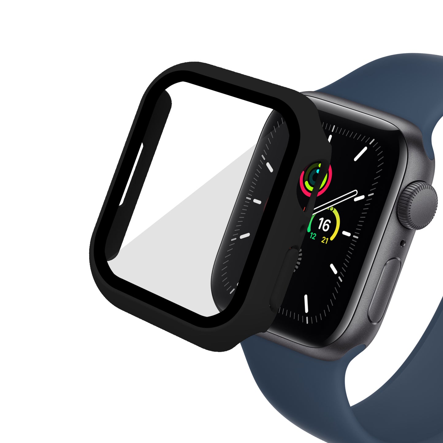 2-in-1 9H Tempered Glass Film Matte Hard PC Watch Case Cover for Apple Watch Series 7 45mm / Series 8 45mm