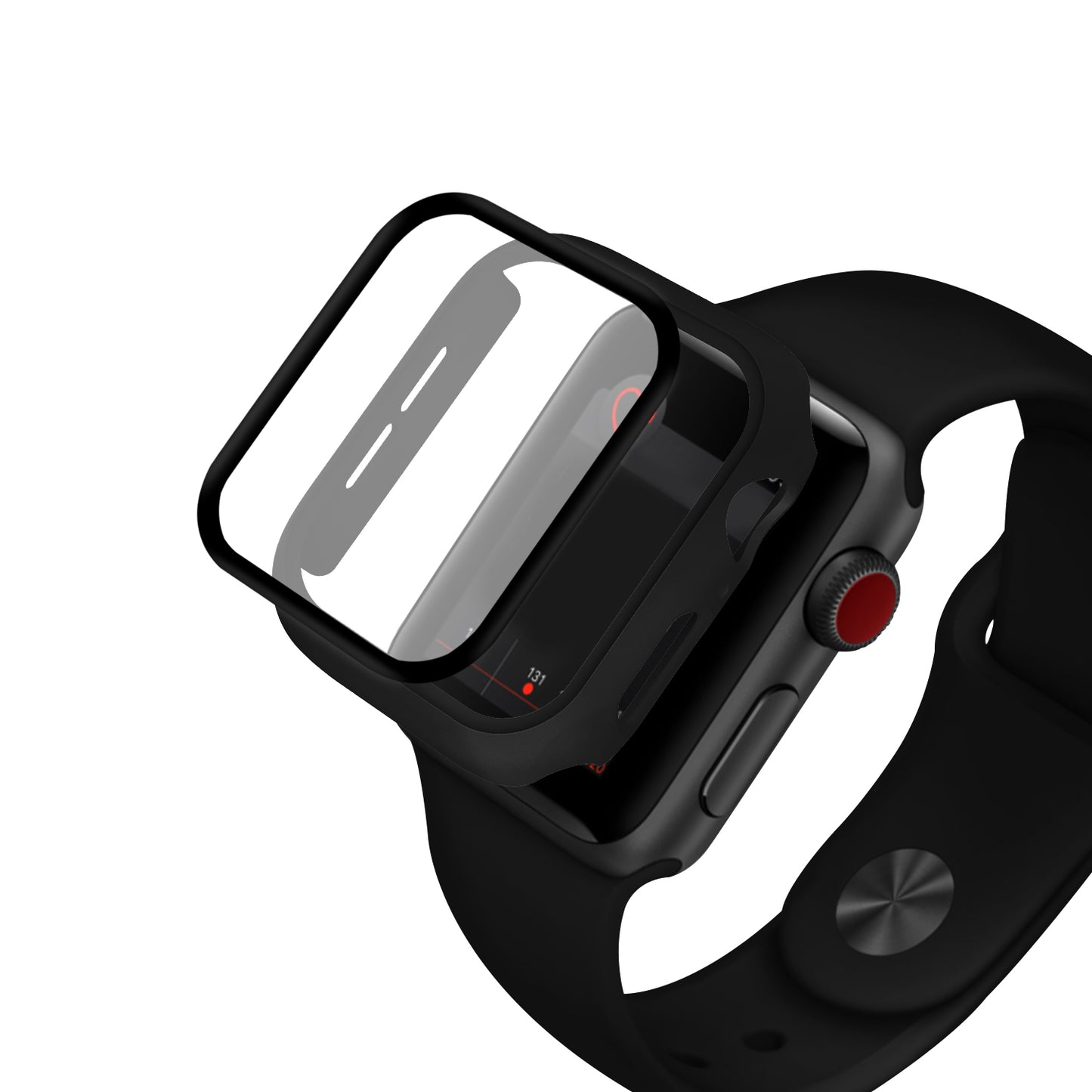 2-in-1 9H Tempered Glass Film Matte Hard PC Watch Case Cover for Apple Watch Series 7 45mm / Series 8 45mm