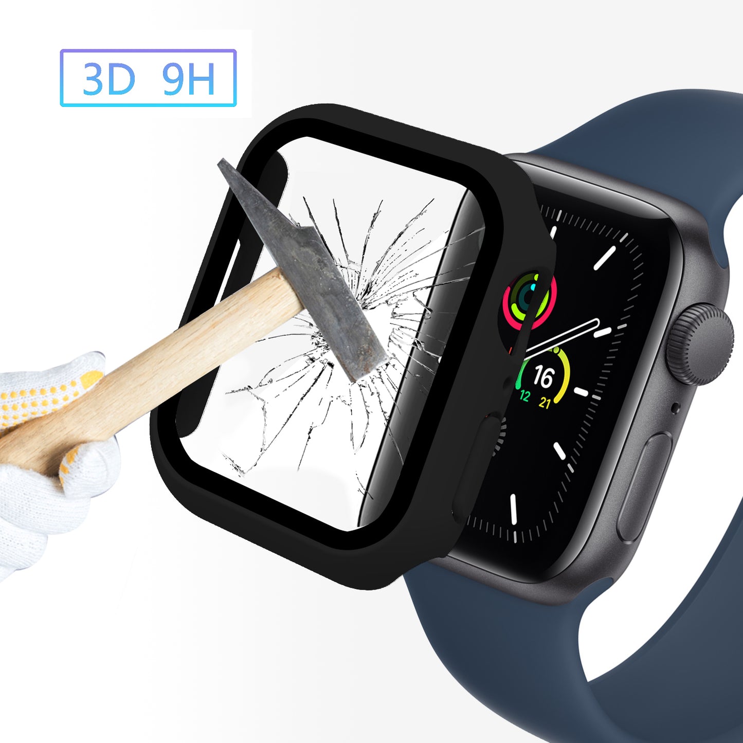2-in-1 9H Tempered Glass Film Matte Hard PC Watch Case Cover for Apple Watch Series 7 45mm / Series 8 45mm