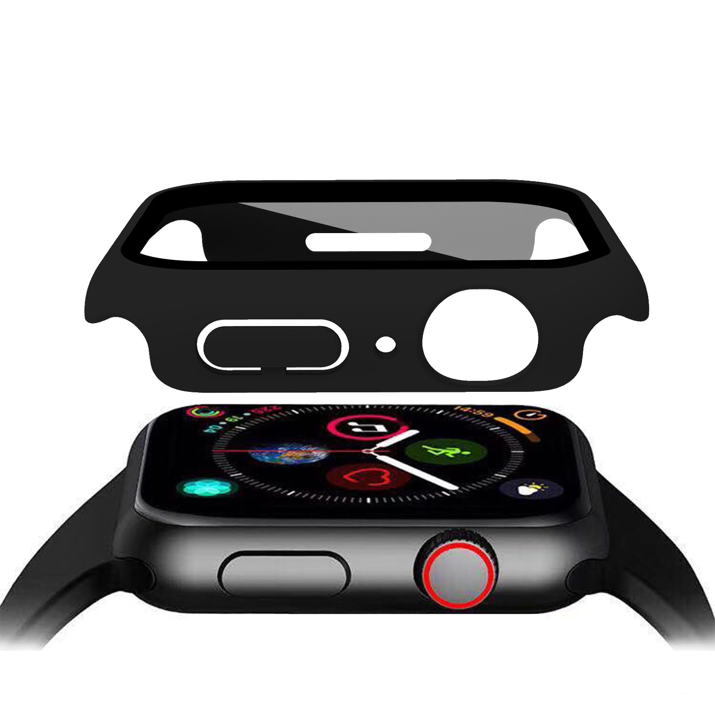 2-in-1 9H Tempered Glass Film Matte Hard PC Watch Case Cover for Apple Watch Series 7 45mm / Series 8 45mm