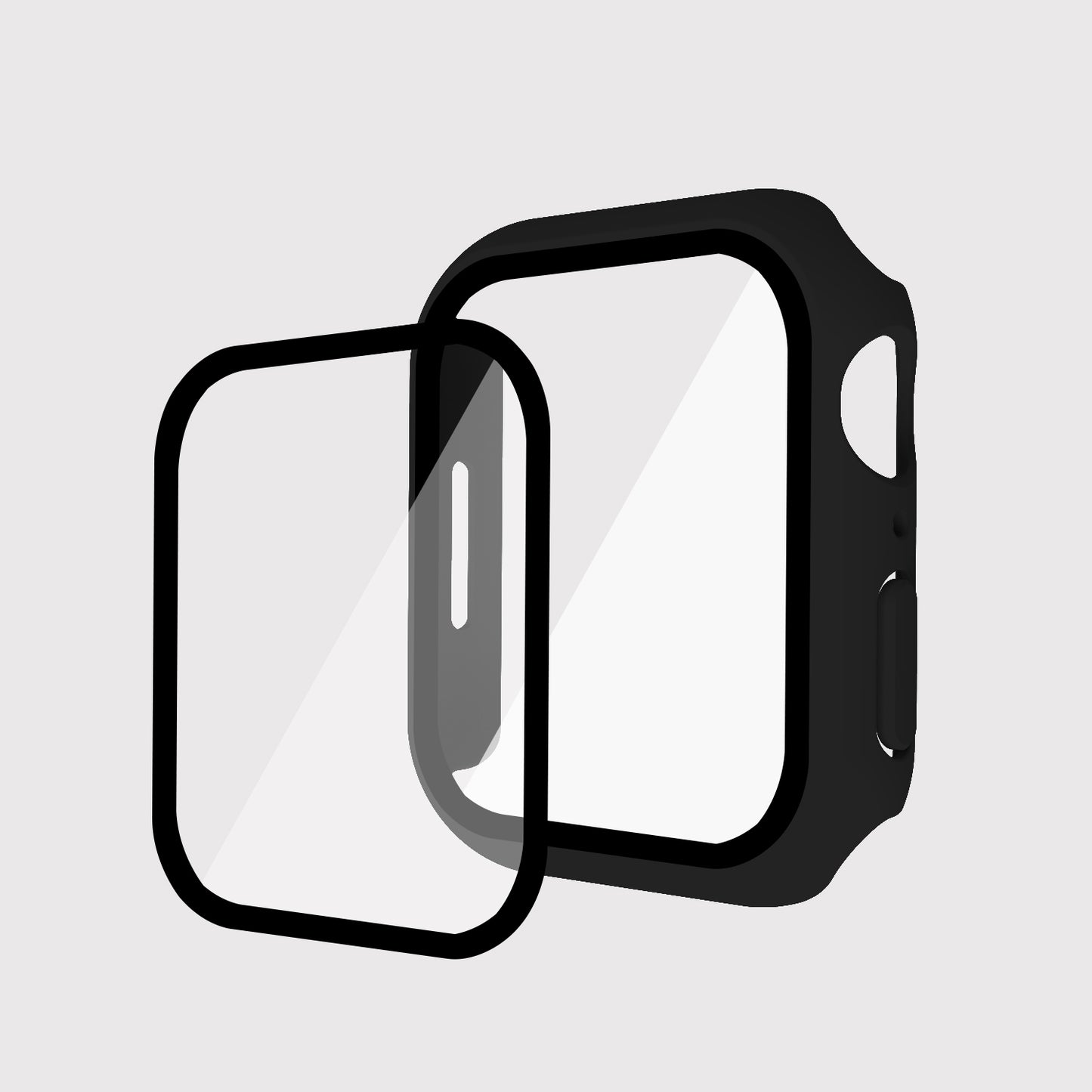 2-in-1 9H Tempered Glass Film Matte Hard PC Watch Case Cover for Apple Watch Series 7 45mm / Series 8 45mm