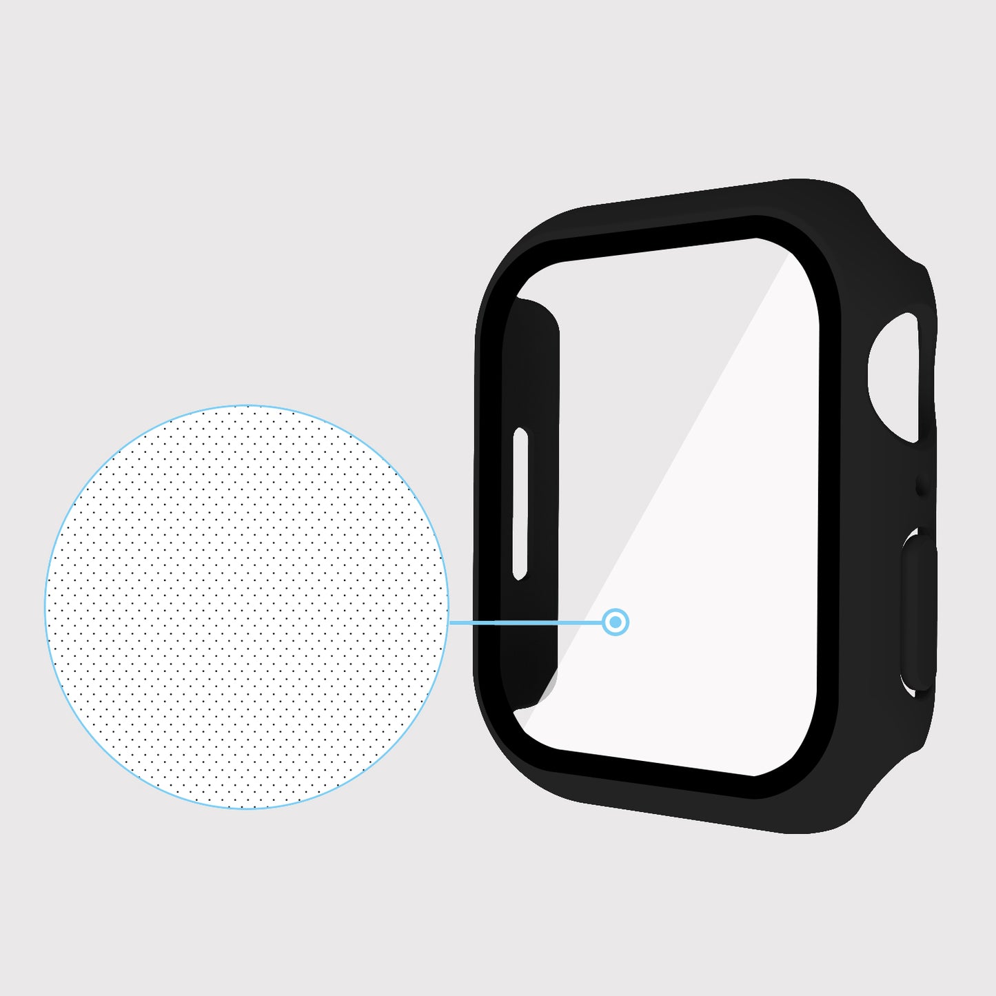 2-in-1 9H Tempered Glass Film Matte Hard PC Watch Case Cover for Apple Watch Series 7 45mm / Series 8 45mm
