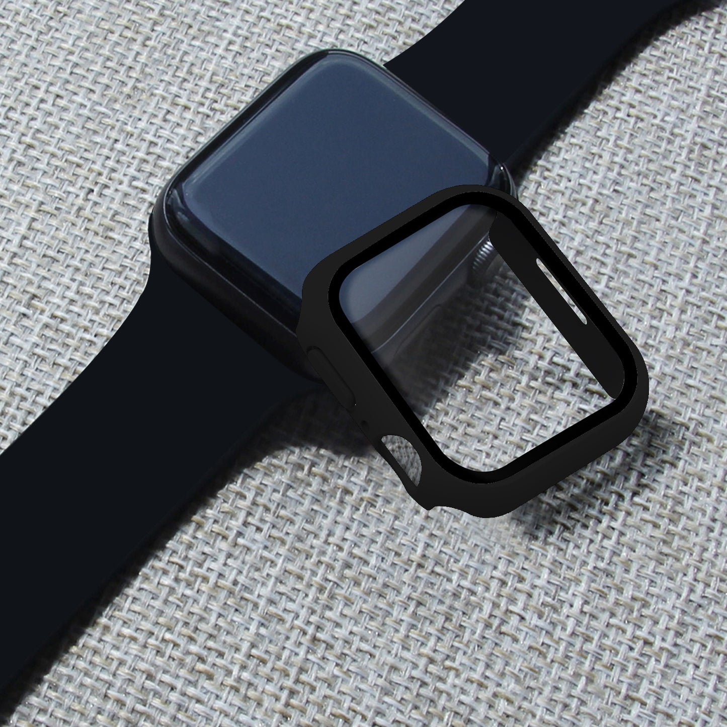 2-in-1 9H Tempered Glass Film Matte Hard PC Watch Case Cover for Apple Watch Series 7 45mm / Series 8 45mm