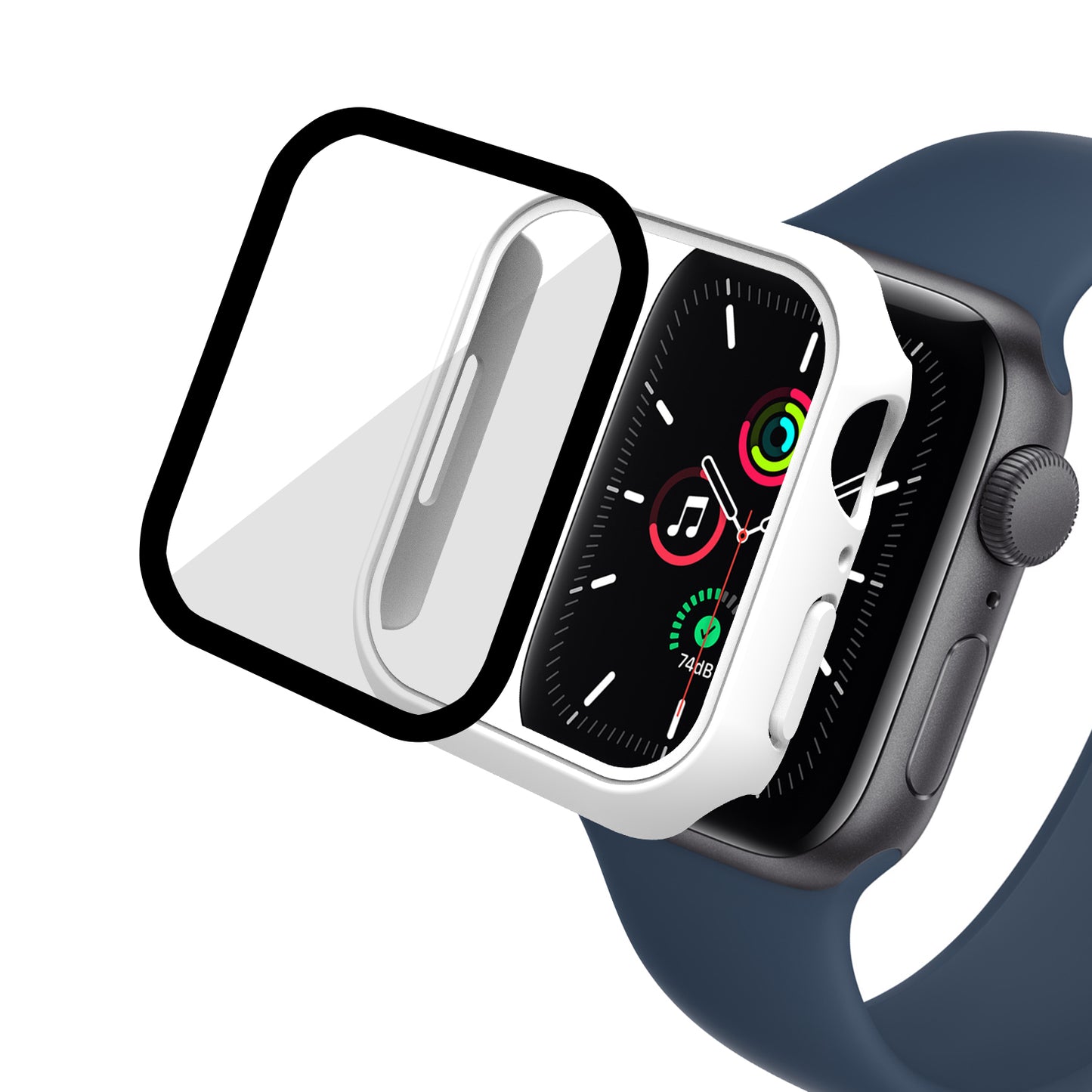 2-in-1 9H Tempered Glass Film Matte Hard PC Watch Case Cover for Apple Watch Series 7 45mm / Series 8 45mm