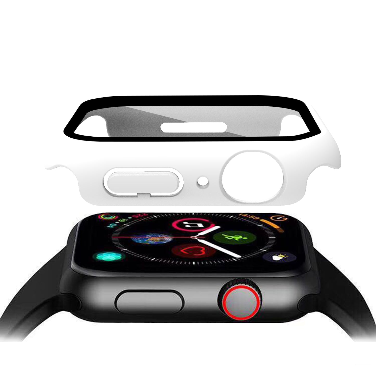 2-in-1 9H Tempered Glass Film Matte Hard PC Watch Case Cover for Apple Watch Series 7 45mm / Series 8 45mm