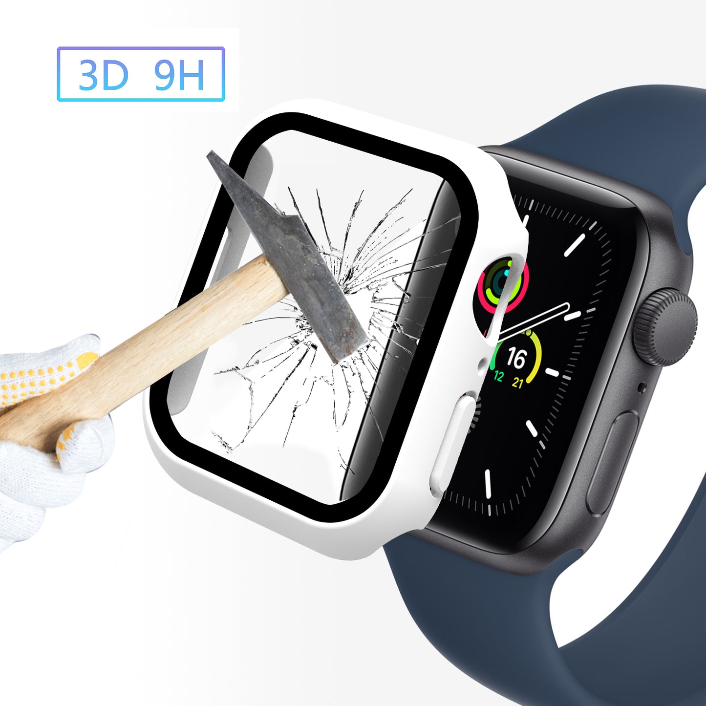 2-in-1 9H Tempered Glass Film Matte Hard PC Watch Case Cover for Apple Watch Series 7 45mm / Series 8 45mm