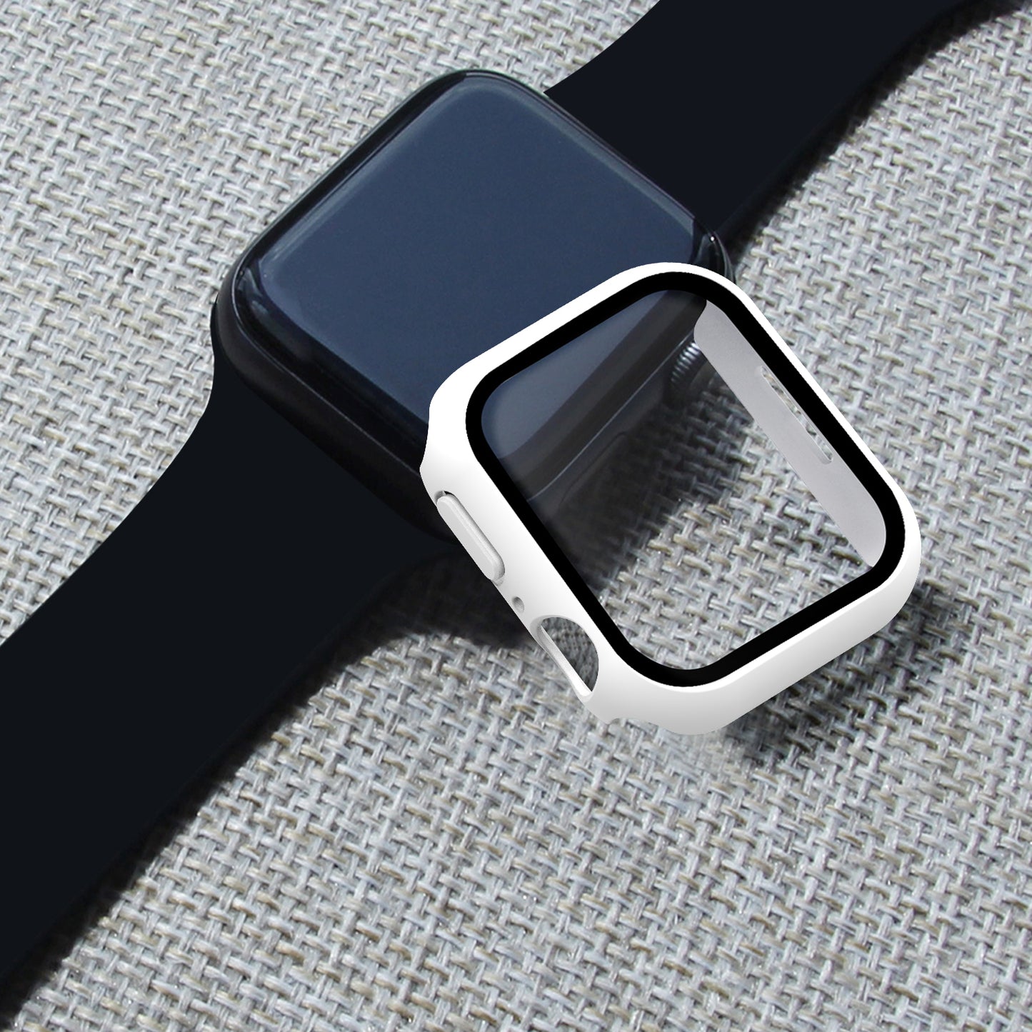 2-in-1 9H Tempered Glass Film Matte Hard PC Watch Case Cover for Apple Watch Series 7 45mm / Series 8 45mm