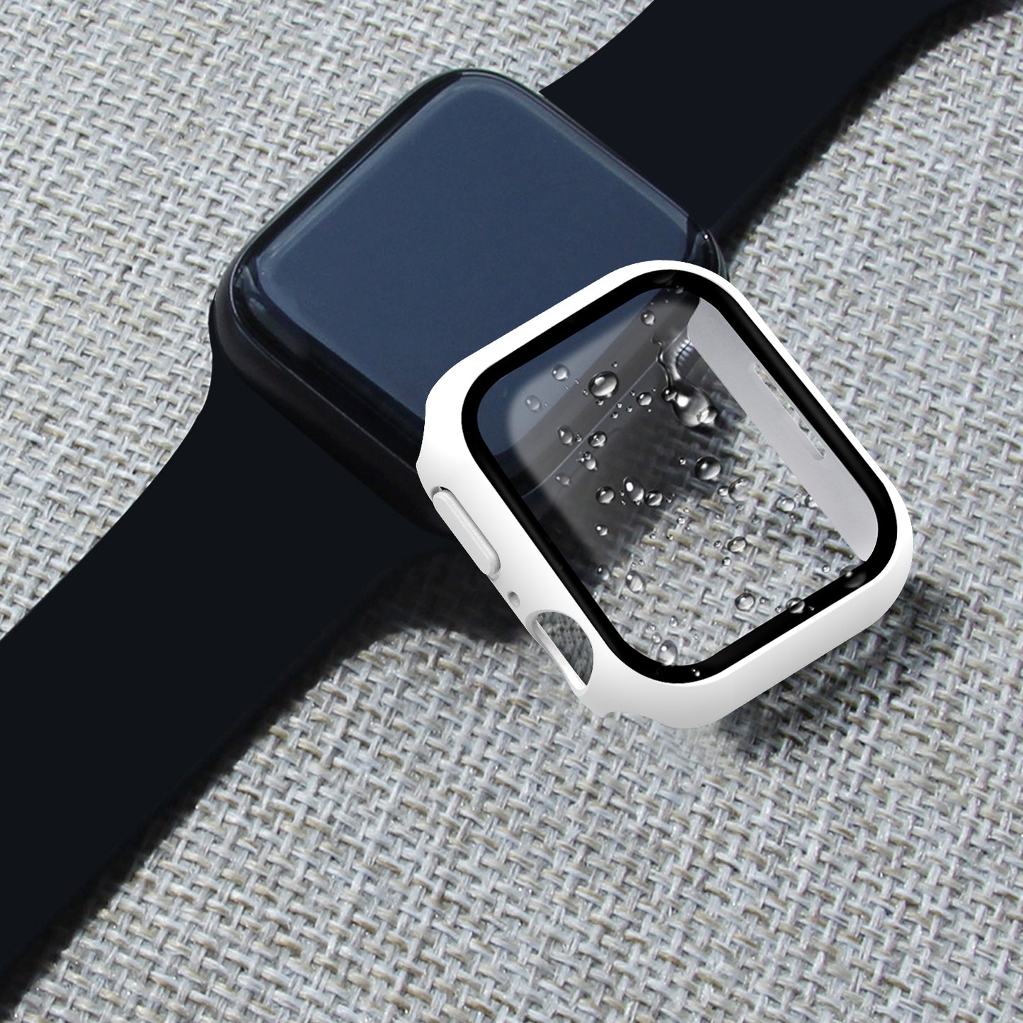 2-in-1 9H Tempered Glass Film Matte Hard PC Watch Case Cover for Apple Watch Series 7 45mm / Series 8 45mm