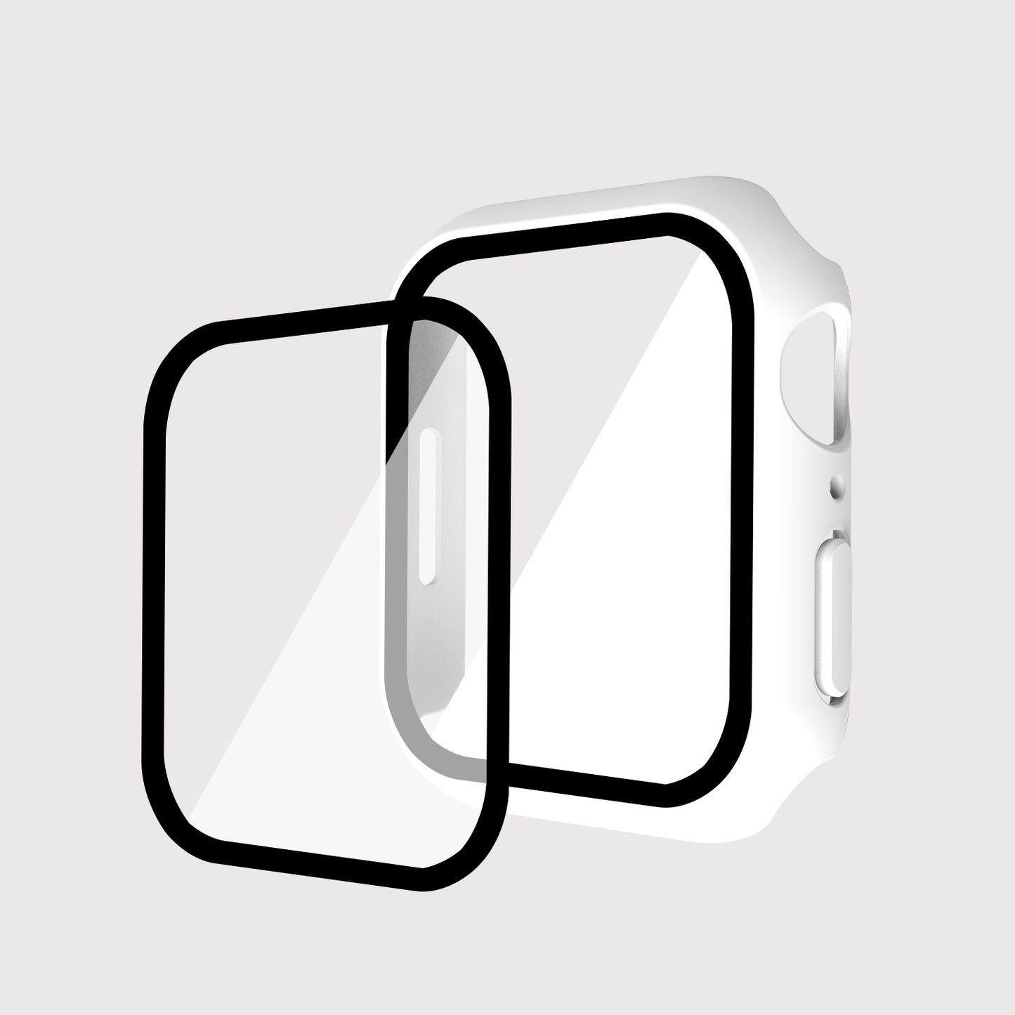 2-in-1 9H Tempered Glass Film Matte Hard PC Watch Case Cover for Apple Watch Series 7 45mm / Series 8 45mm