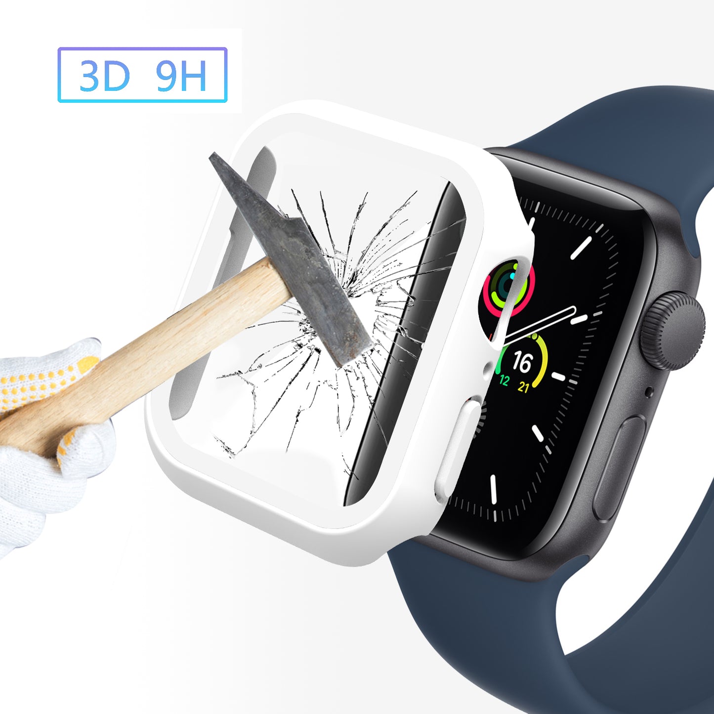 2-in-1 9H Tempered Glass Film Matte Hard PC Watch Case Cover for Apple Watch Series 7 45mm / Series 8 45mm