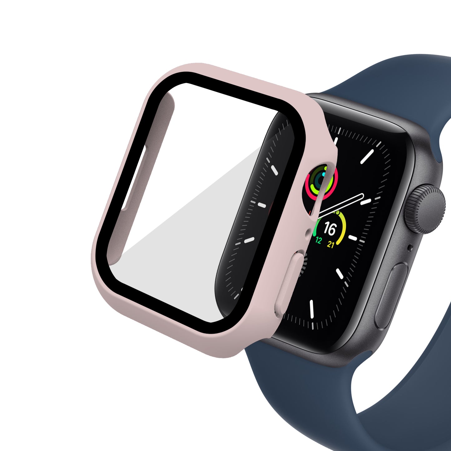 2-in-1 9H Tempered Glass Film Matte Hard PC Watch Case Cover for Apple Watch Series 7 45mm / Series 8 45mm