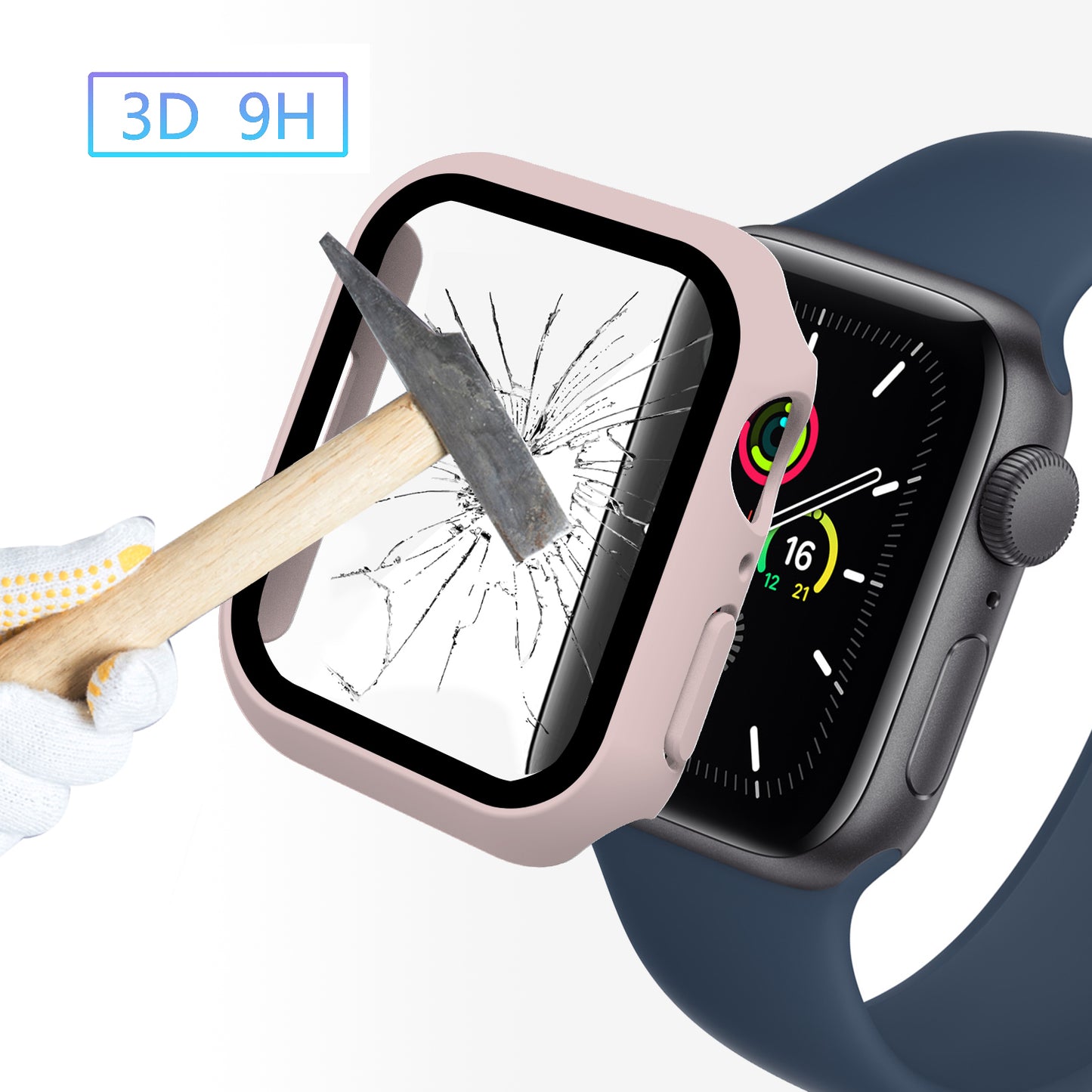 2-in-1 9H Tempered Glass Film Matte Hard PC Watch Case Cover for Apple Watch Series 7 45mm / Series 8 45mm