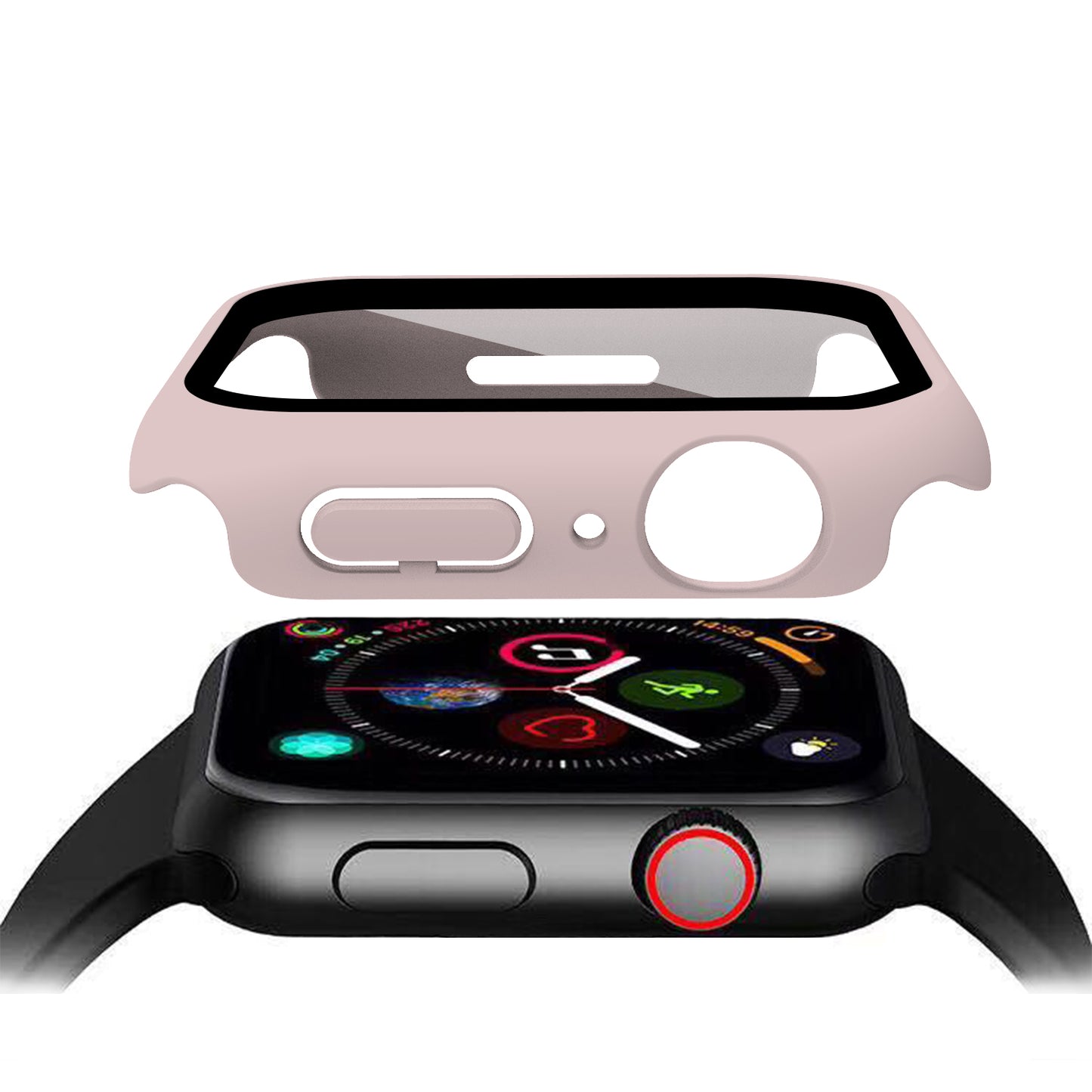 2-in-1 9H Tempered Glass Film Matte Hard PC Watch Case Cover for Apple Watch Series 7 45mm / Series 8 45mm