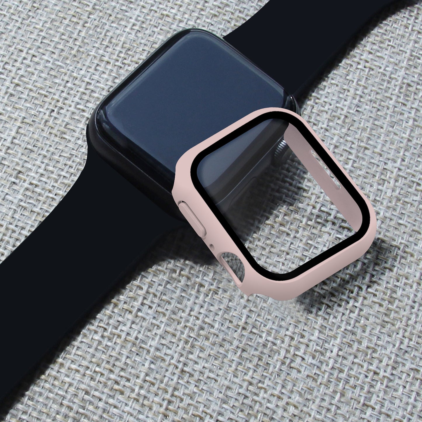2-in-1 9H Tempered Glass Film Matte Hard PC Watch Case Cover for Apple Watch Series 7 45mm / Series 8 45mm
