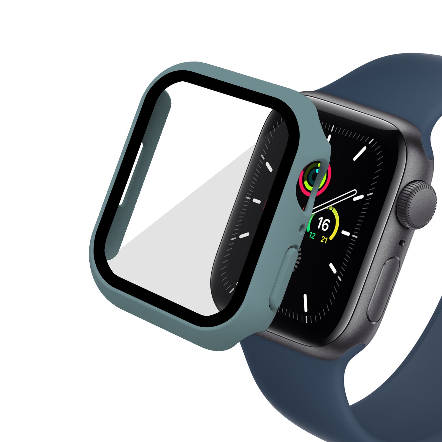 2-in-1 9H Tempered Glass Film Matte Hard PC Watch Case Cover for Apple Watch Series 7 45mm / Series 8 45mm