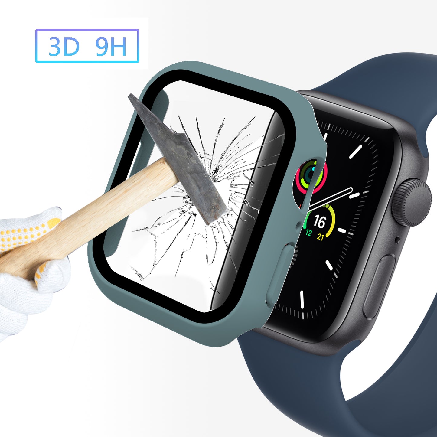 2-in-1 9H Tempered Glass Film Matte Hard PC Watch Case Cover for Apple Watch Series 7 45mm / Series 8 45mm
