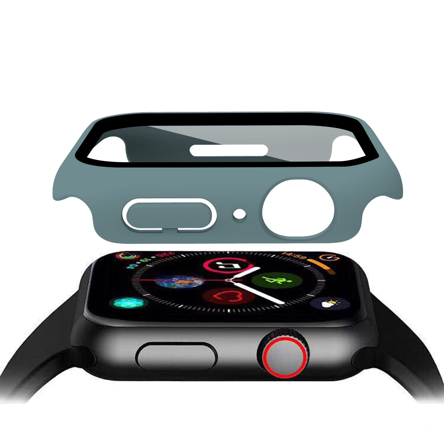 2-in-1 9H Tempered Glass Film Matte Hard PC Watch Case Cover for Apple Watch Series 7 45mm / Series 8 45mm