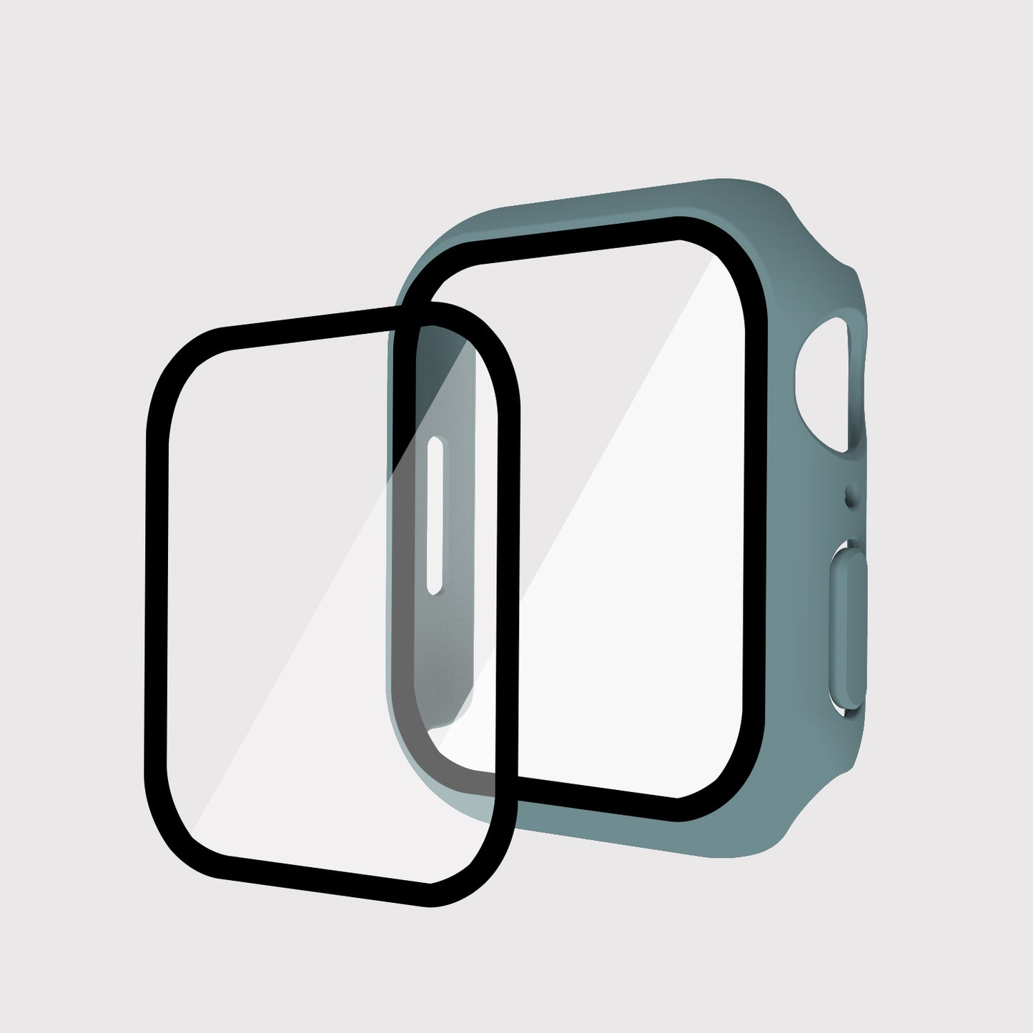 2-in-1 9H Tempered Glass Film Matte Hard PC Watch Case Cover for Apple Watch Series 7 45mm / Series 8 45mm
