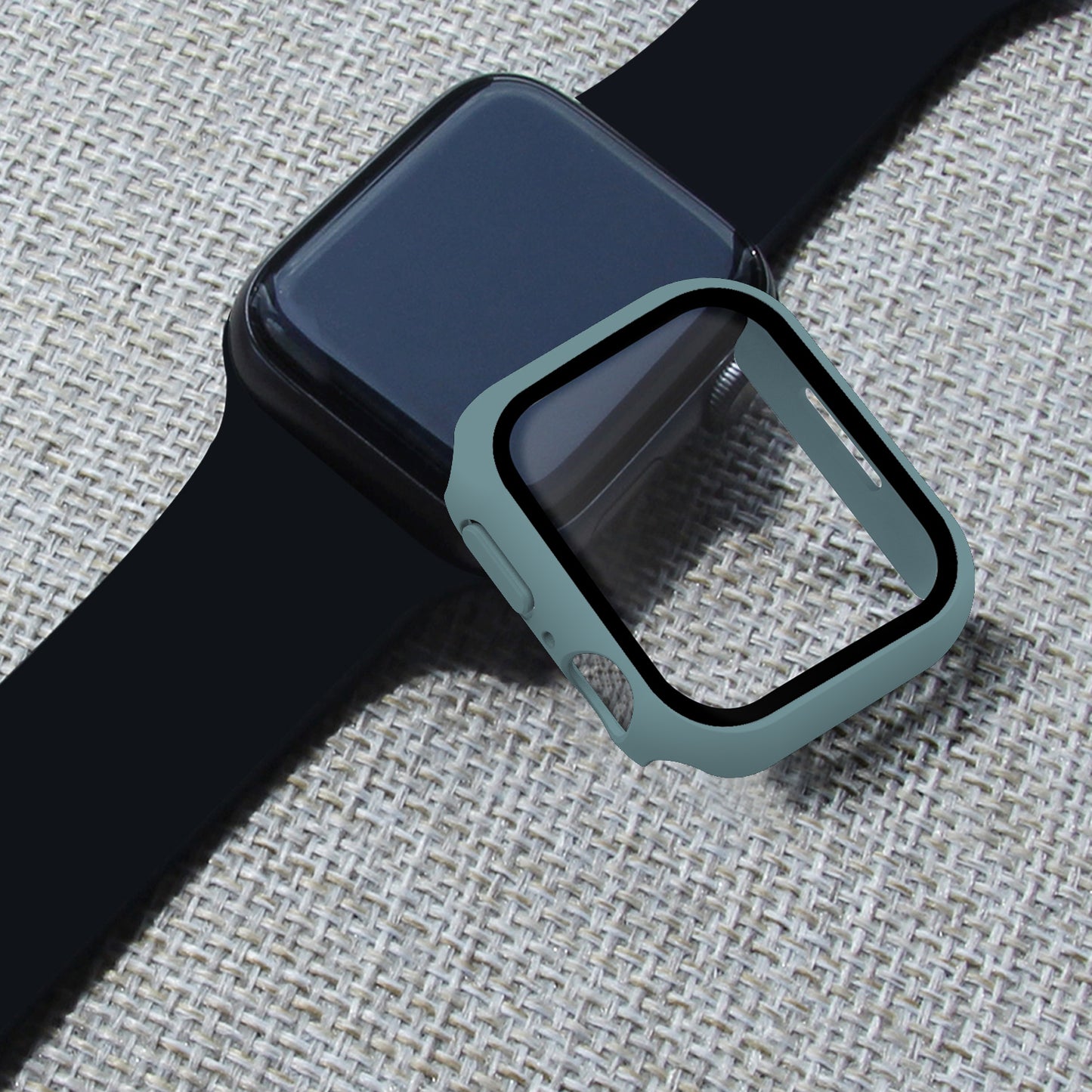 2-in-1 9H Tempered Glass Film Matte Hard PC Watch Case Cover for Apple Watch Series 7 45mm / Series 8 45mm