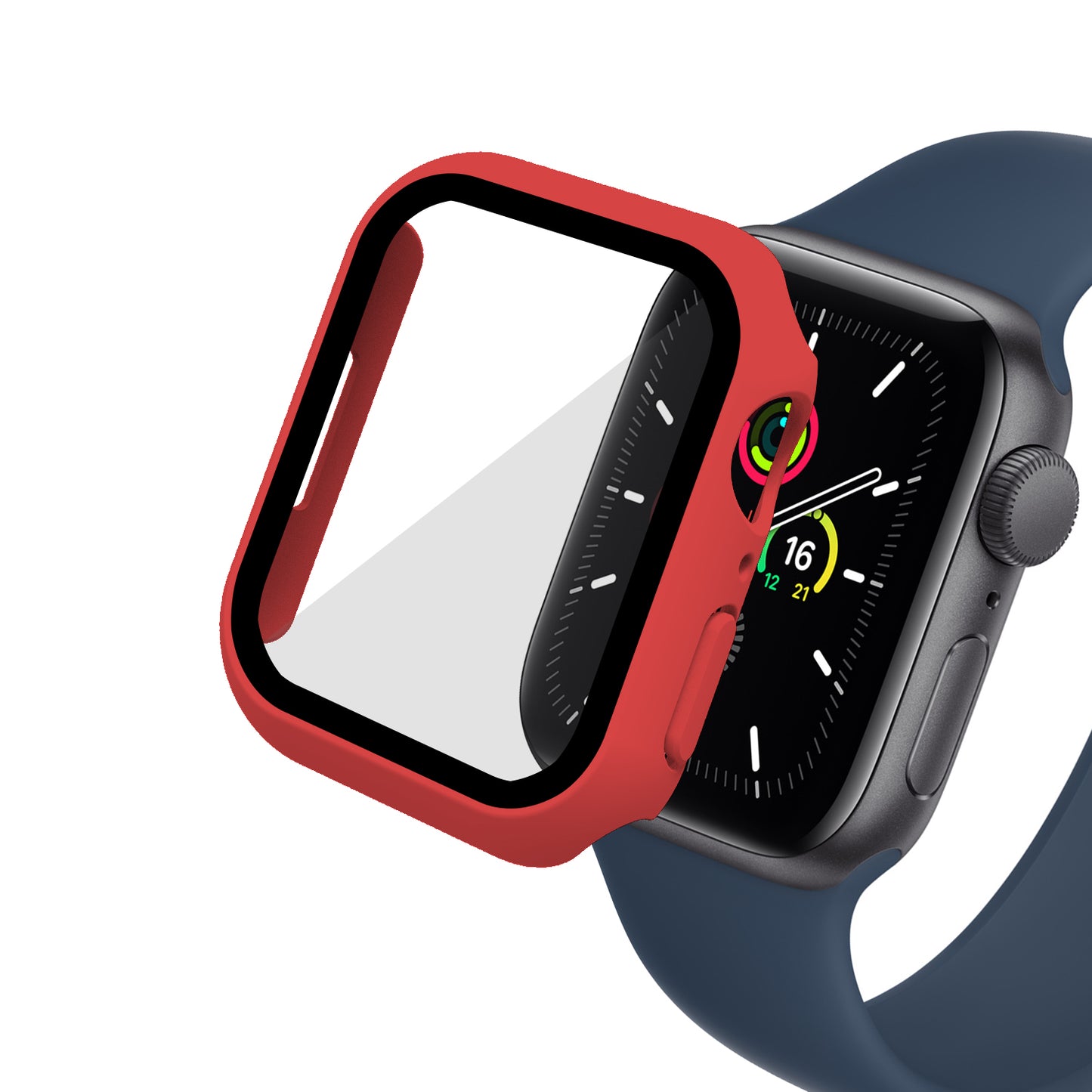 2-in-1 9H Tempered Glass Film Matte Hard PC Watch Case Cover for Apple Watch Series 7 45mm / Series 8 45mm