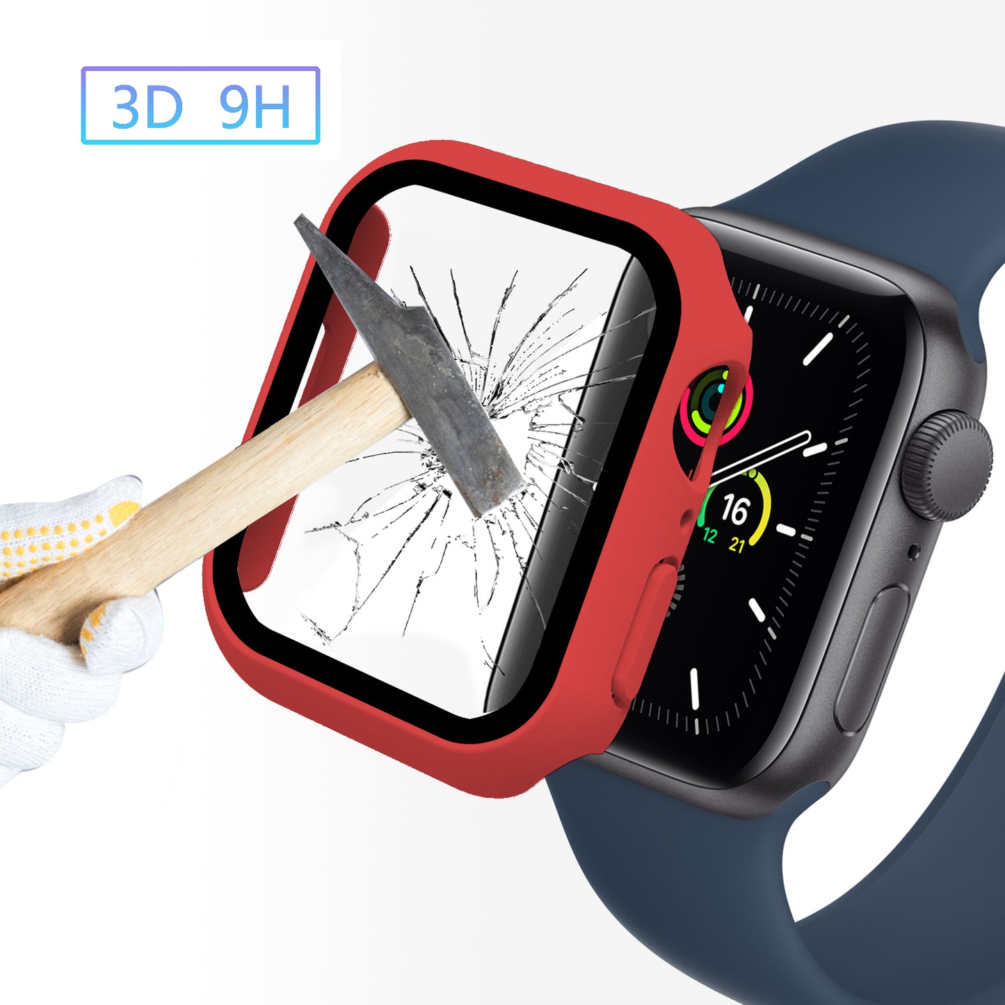 2-in-1 9H Tempered Glass Film Matte Hard PC Watch Case Cover for Apple Watch Series 7 45mm / Series 8 45mm