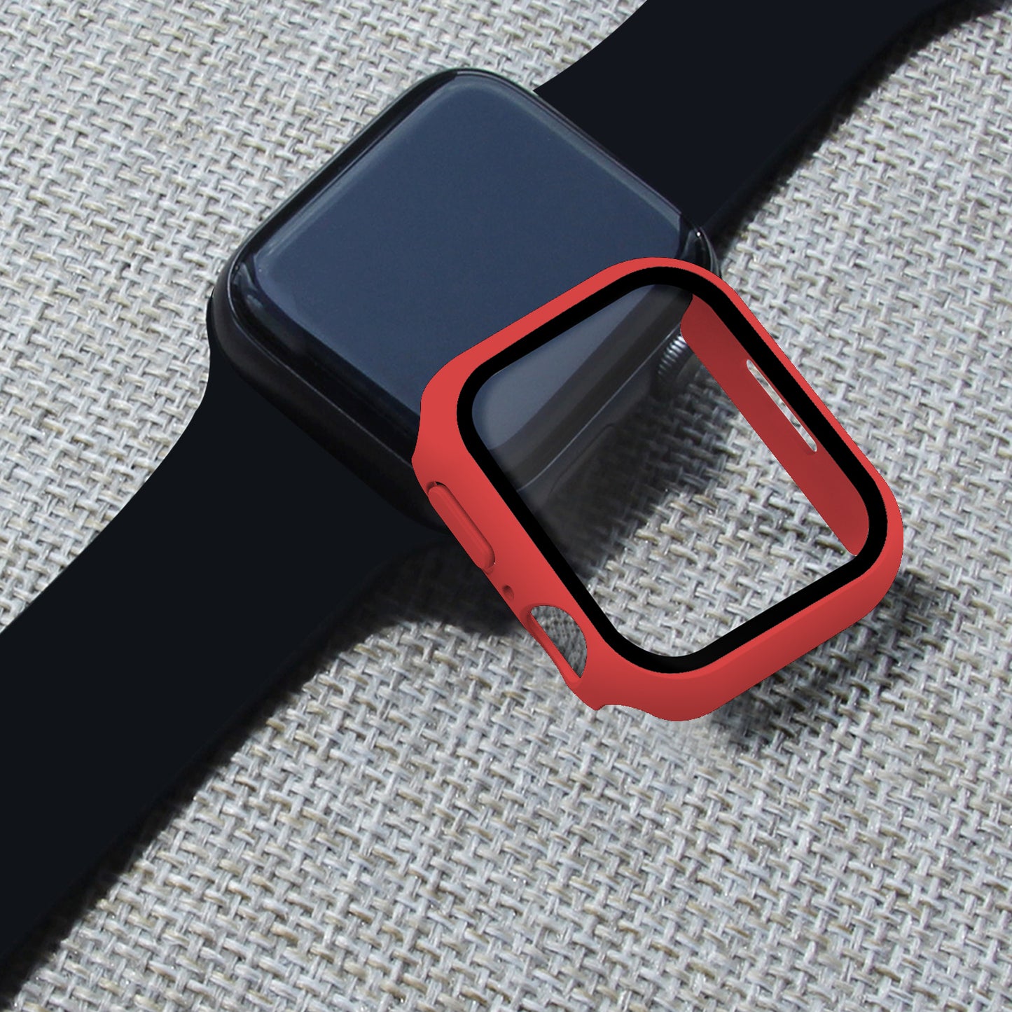 2-in-1 9H Tempered Glass Film Matte Hard PC Watch Case Cover for Apple Watch Series 7 45mm / Series 8 45mm