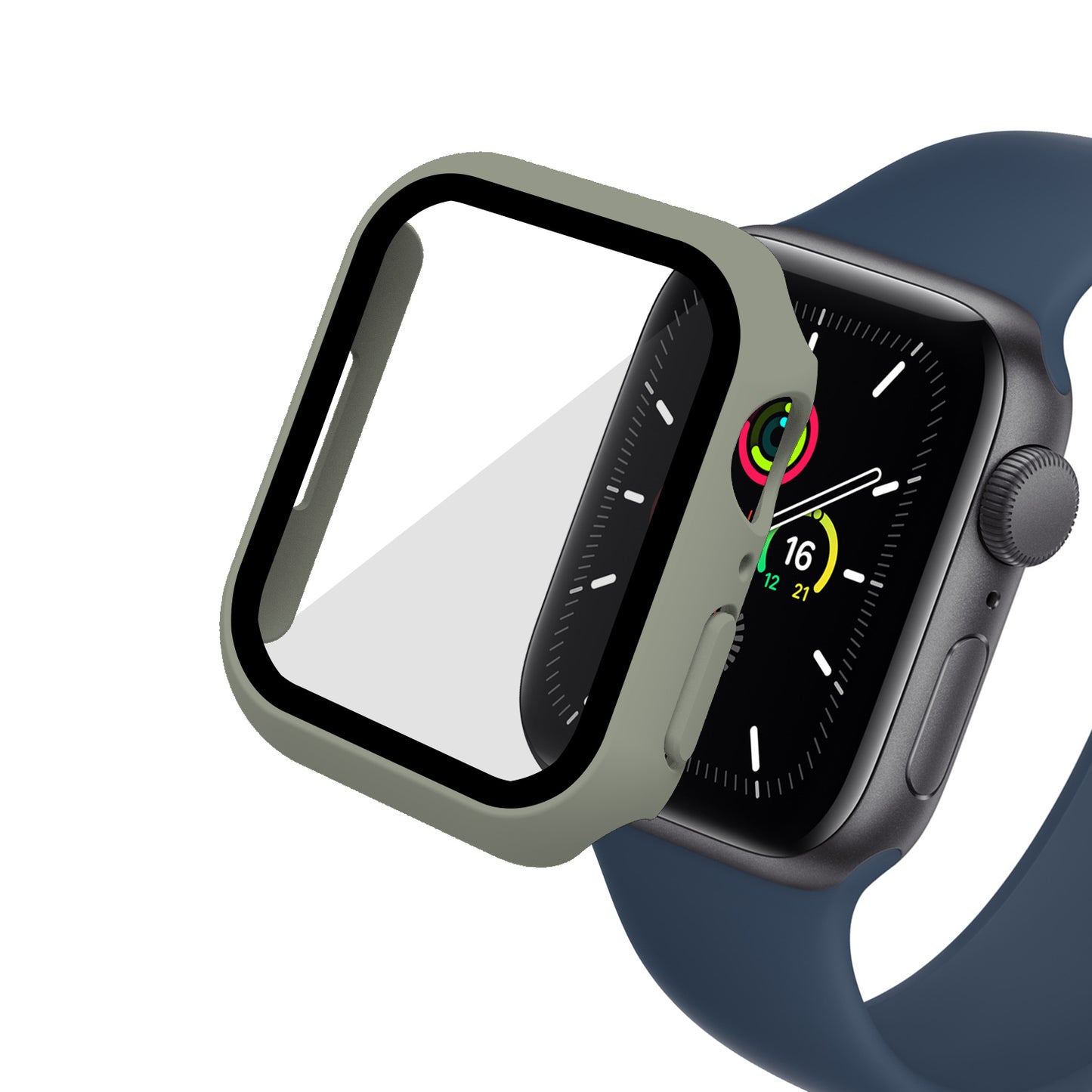 2-in-1 9H Tempered Glass Film Matte Hard PC Watch Case Cover for Apple Watch Series 7 45mm / Series 8 45mm