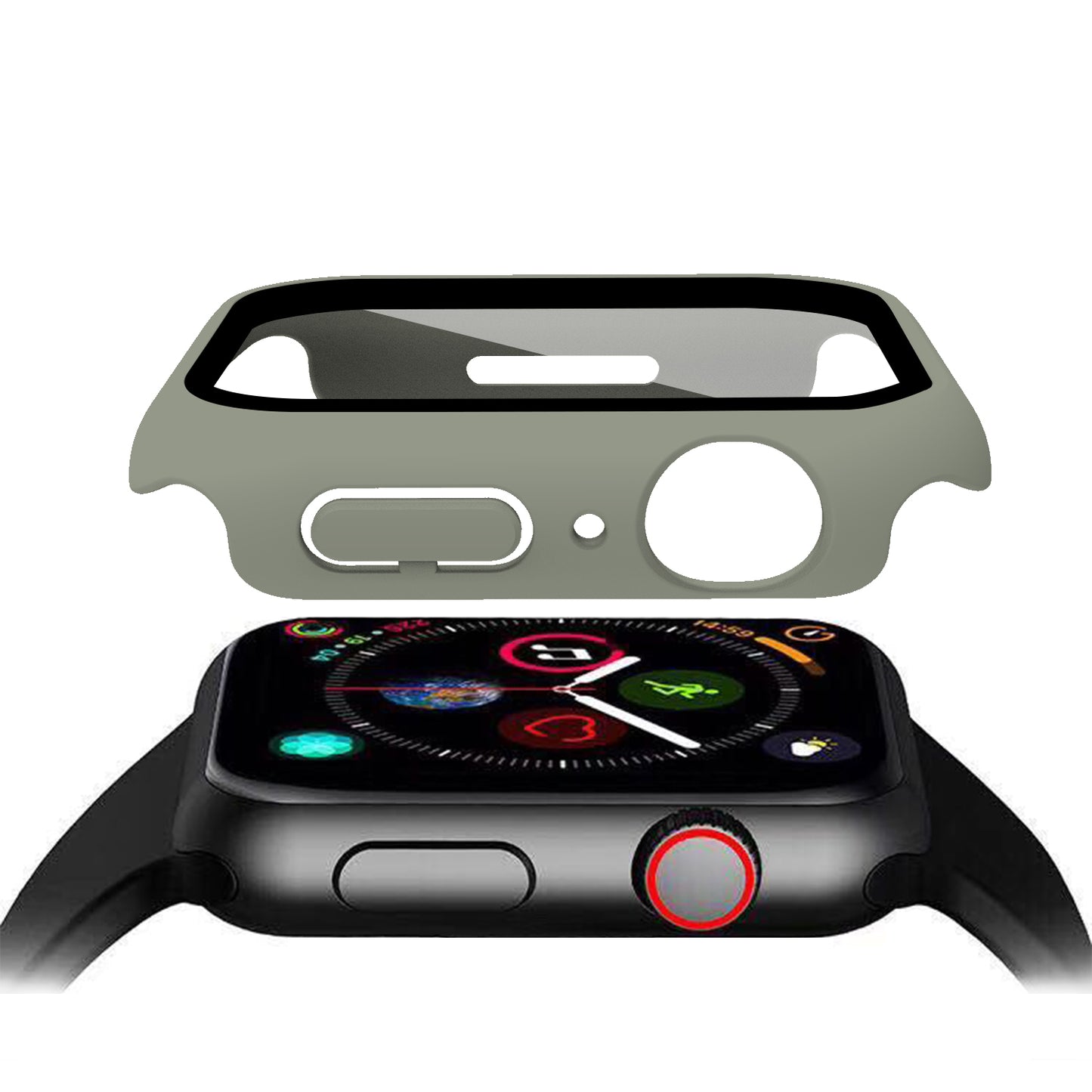 2-in-1 9H Tempered Glass Film Matte Hard PC Watch Case Cover for Apple Watch Series 7 45mm / Series 8 45mm