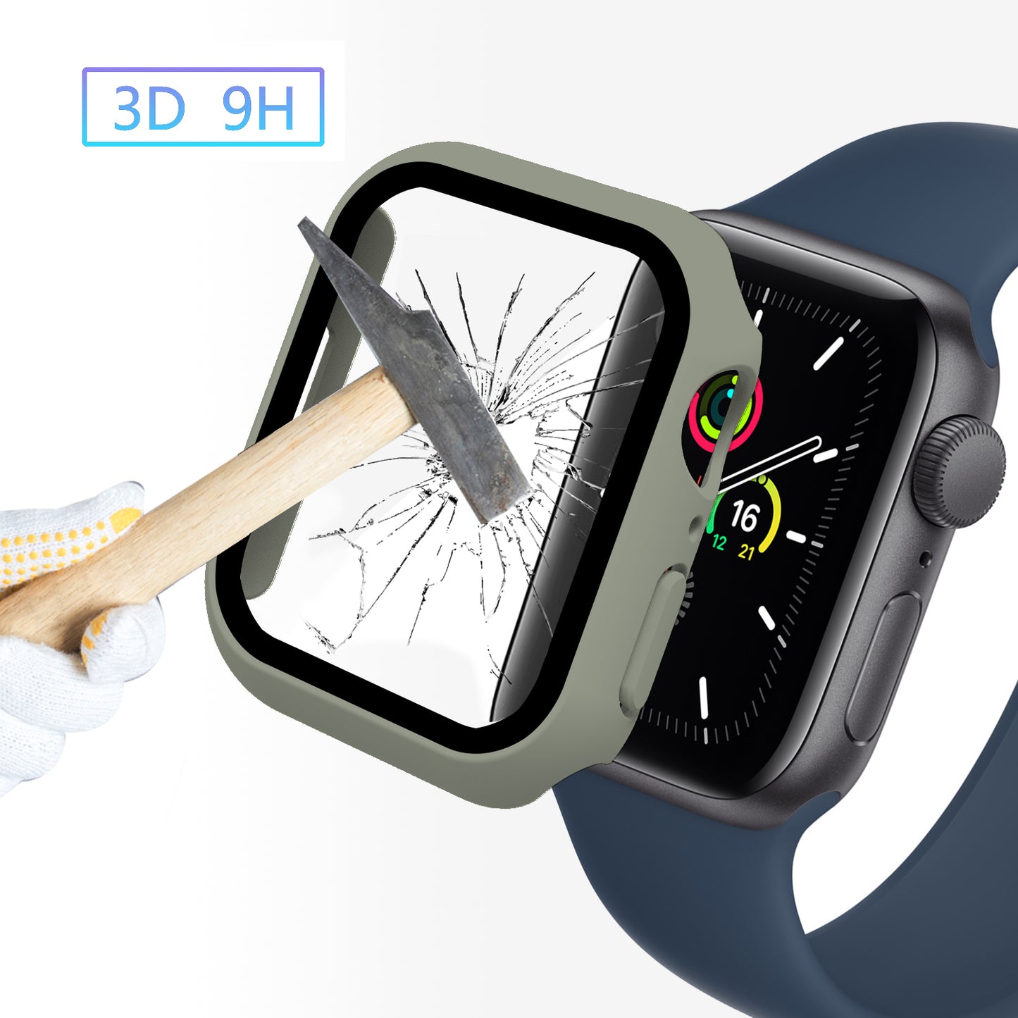 2-in-1 9H Tempered Glass Film Matte Hard PC Watch Case Cover for Apple Watch Series 7 45mm / Series 8 45mm