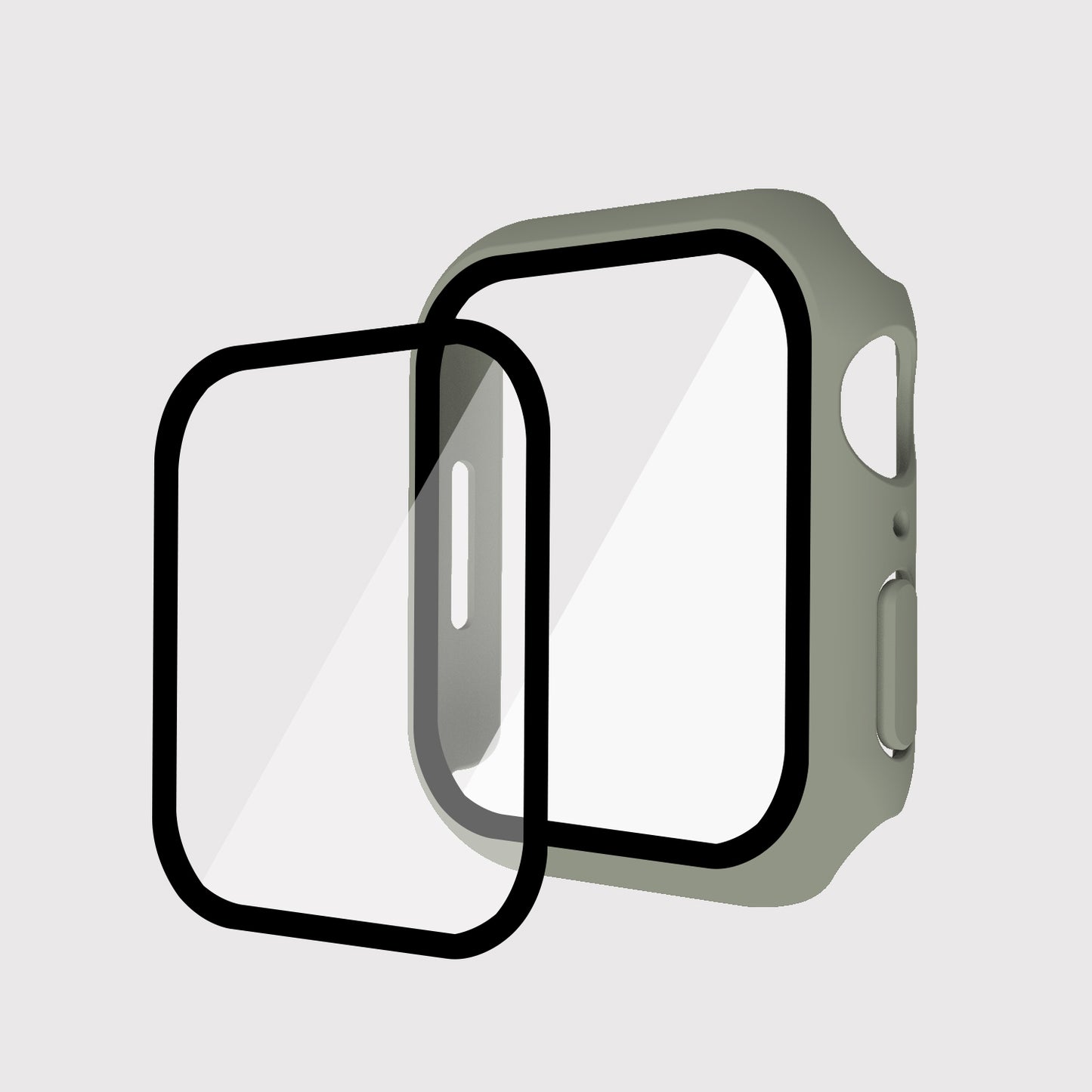 2-in-1 9H Tempered Glass Film Matte Hard PC Watch Case Cover for Apple Watch Series 7 45mm / Series 8 45mm