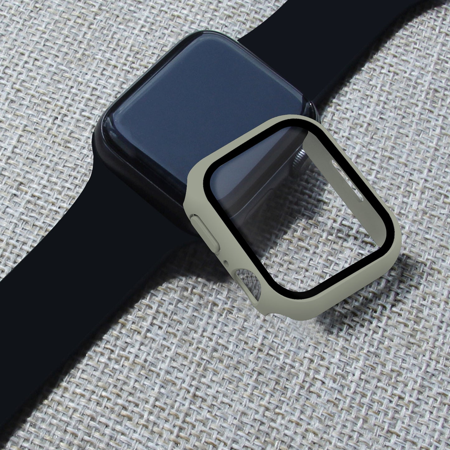 2-in-1 9H Tempered Glass Film Matte Hard PC Watch Case Cover for Apple Watch Series 7 45mm / Series 8 45mm