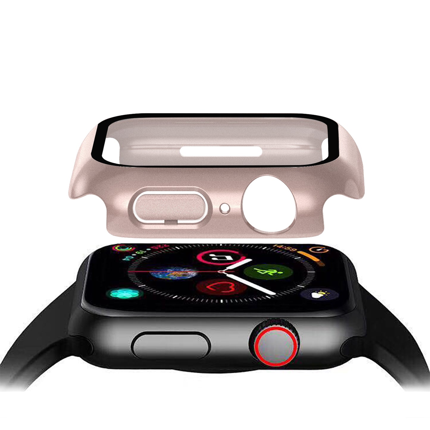 2-in-1 9H Tempered Glass Film Matte Hard PC Watch Case Cover for Apple Watch Series 7 45mm / Series 8 45mm
