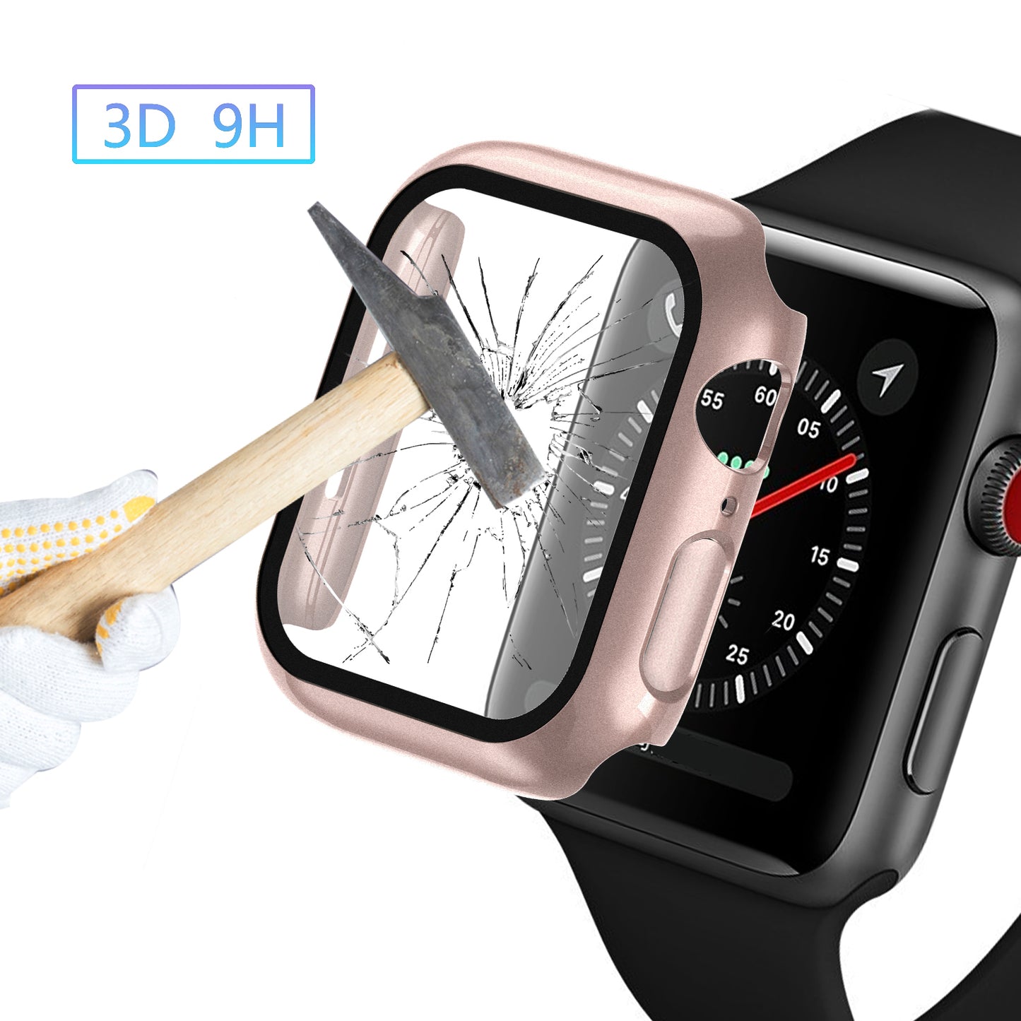 2-in-1 9H Tempered Glass Film Matte Hard PC Watch Case Cover for Apple Watch Series 7 45mm / Series 8 45mm