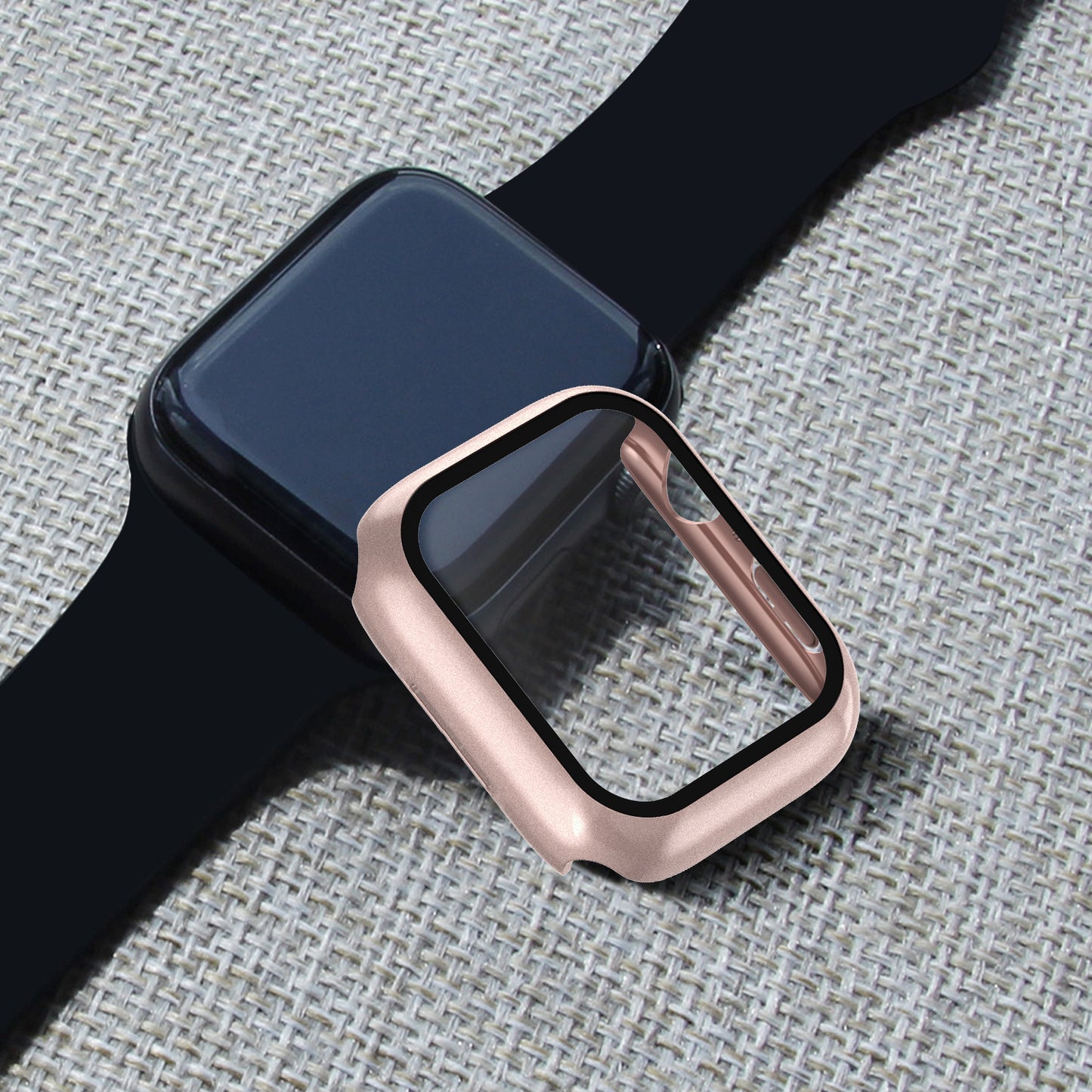 2-in-1 9H Tempered Glass Film Matte Hard PC Watch Case Cover for Apple Watch Series 7 45mm / Series 8 45mm