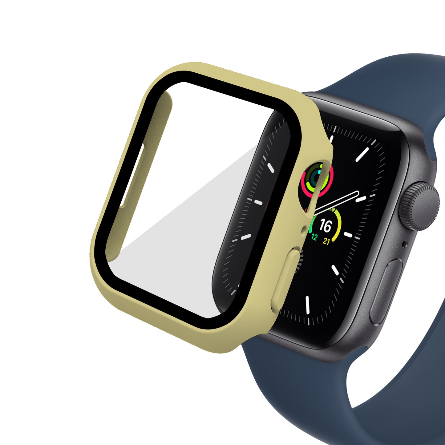 2-in-1 9H Tempered Glass Film Matte Hard PC Watch Case Cover for Apple Watch Series 7 45mm / Series 8 45mm