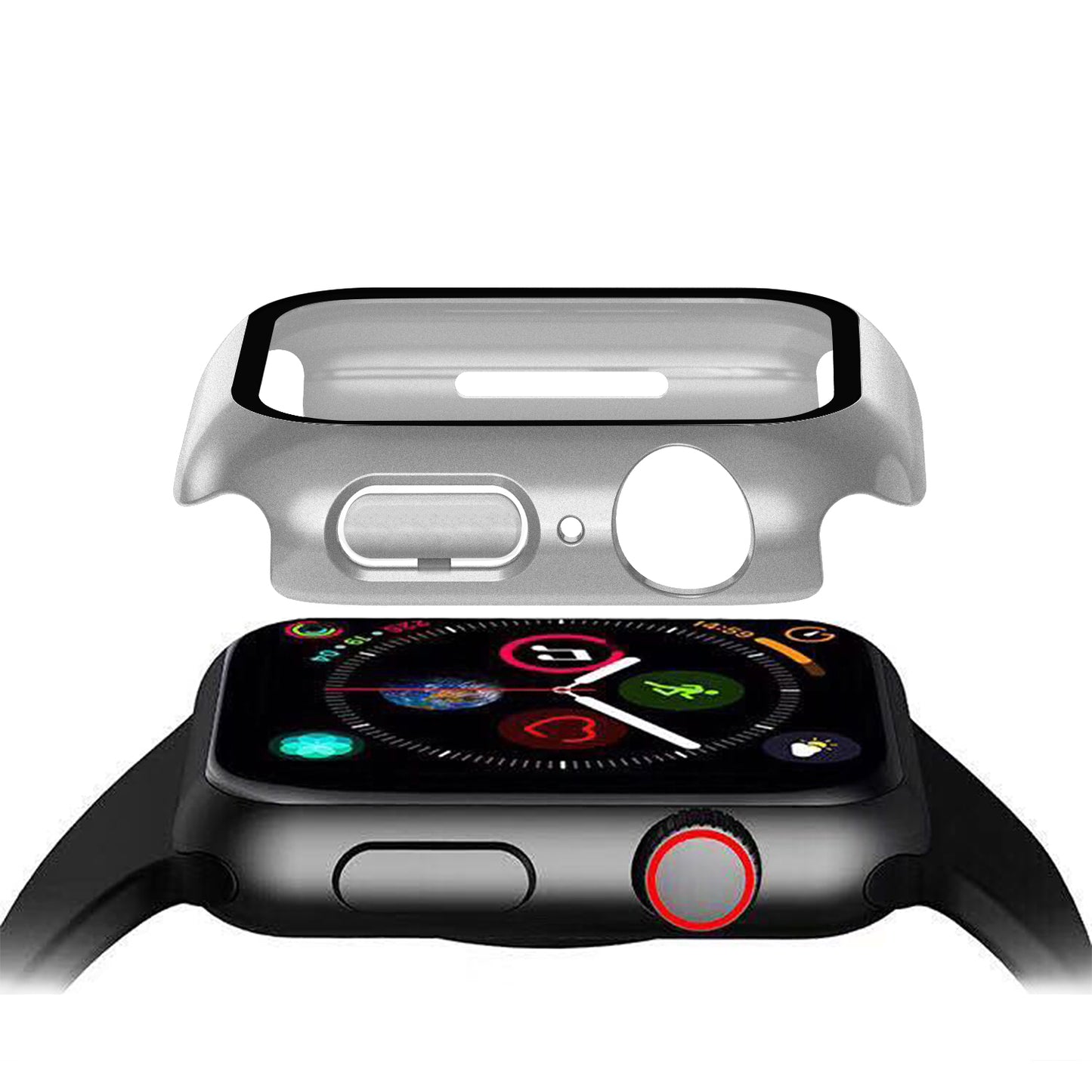 2-in-1 9H Tempered Glass Film Matte Hard PC Watch Case Cover for Apple Watch Series 7 45mm / Series 8 45mm